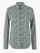 Marks & Spencer Floral Long Sleeve Shirt Ivory Mix