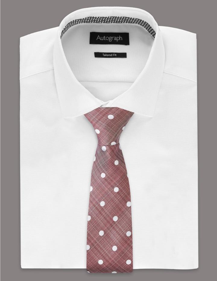 Marks & Spencer Pure Silk Spotted Tie Dusky Rose