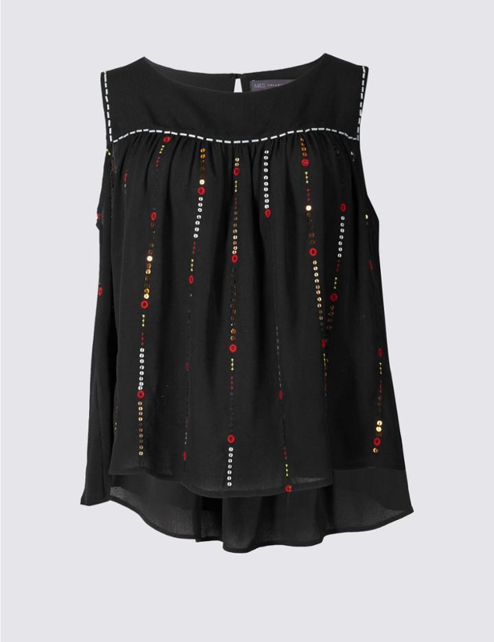 Marks & Spencer Sequin Detail Vest Top Black Mix