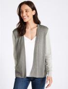 Marks & Spencer Colour Block Open Front Cardigan Grey Mix