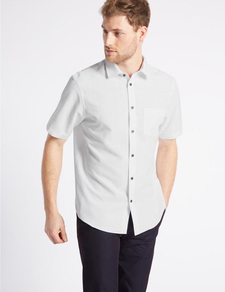 Marks & Spencer Checked Shirt With Pocket Soft White