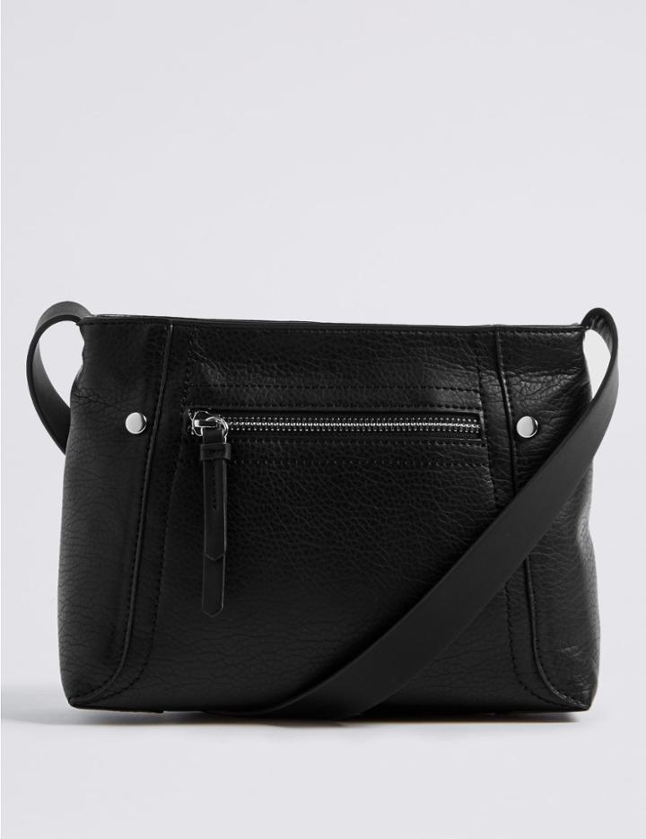 Marks & Spencer Faux Leather Colour Block Cross Body Bag Black