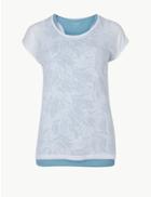 Marks & Spencer Double Layer Short Sleeve Sport Top White/med Blue