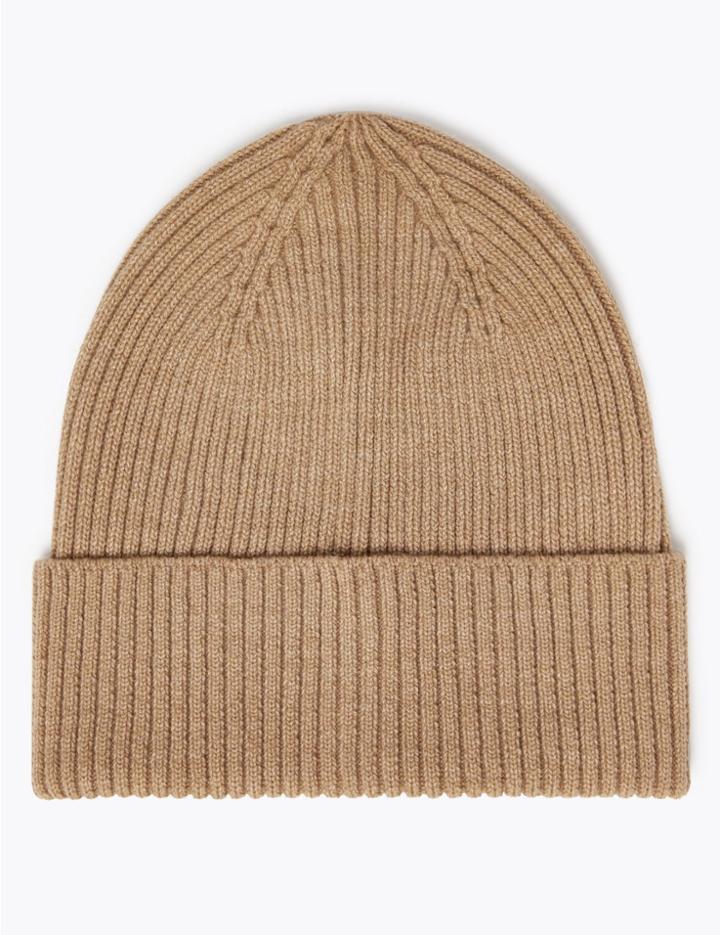 Marks & Spencer Ribbed Beanie Hat Camel
