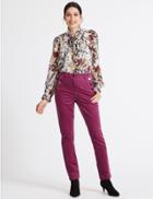 Marks & Spencer Cotton Rich Straight Leg Trousers Magenta
