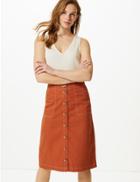 Marks & Spencer Pure Cotton A-line Midi Skirt Orange