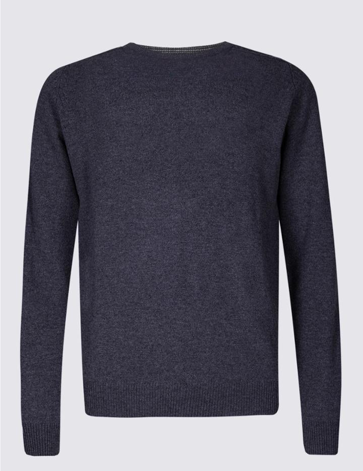 Marks & Spencer Pure Lambswool Textured Jumper Dark Purple