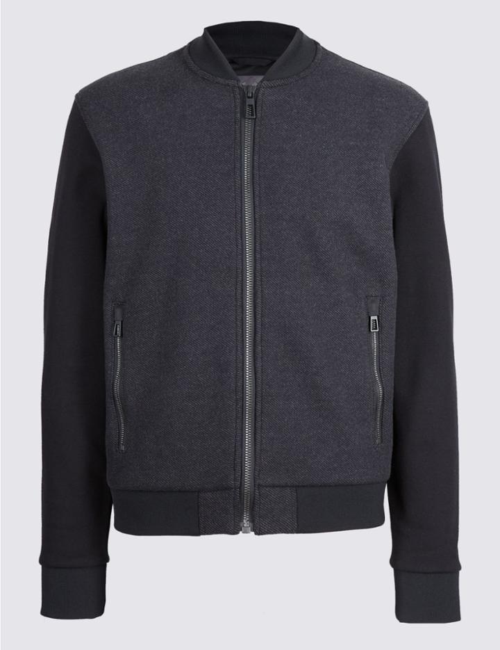 Marks & Spencer Zipped Through Fleece Jacket Charcoal Mix