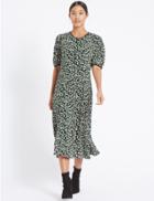 Marks & Spencer Daisy Print Short Sleeve Tea Midi Dress Black Mix