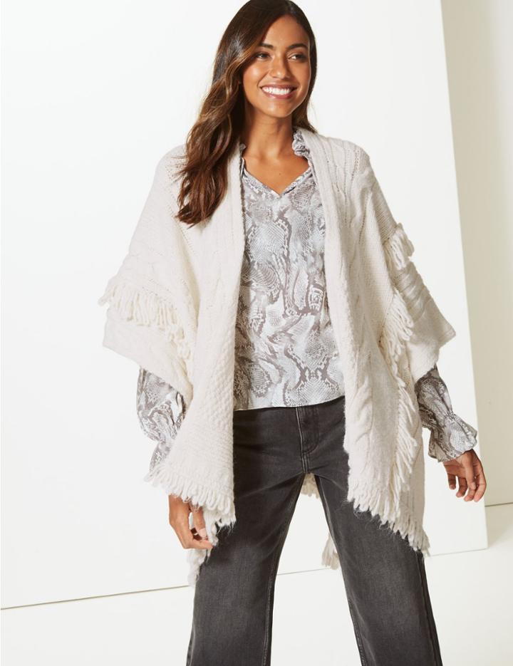 Marks & Spencer Textured Fringe Wrap Natural