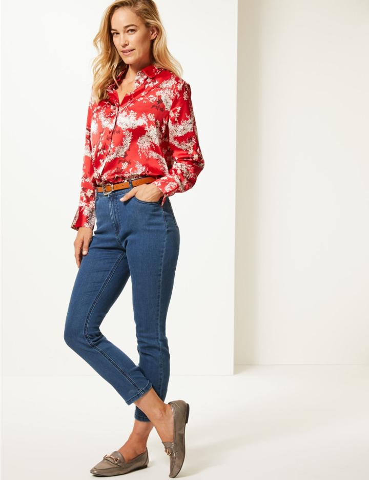 Marks & Spencer High Waist Slim Fit Jeans Medium Blue Mix