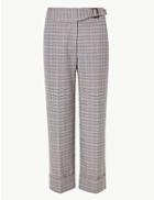Marks & Spencer Checked Wide Leg Ankle Grazer Trousers Pink Mix