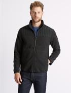 Marks & Spencer Textured Fleece Jacket With Stormwear&trade; Charcoal Mix