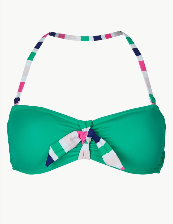 Marks & Spencer Padded Bandeau Bikini Top Pink Mix