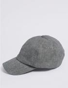 Marks & Spencer Linen Blend Textured Baseball Cap Black Mix