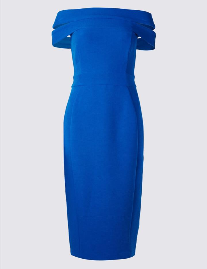 Marks & Spencer Bardot Bodycon Dress Blue