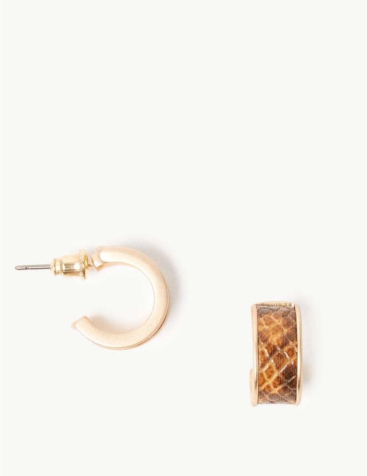 Marks & Spencer Modern Huggie Skin Kind&trade; Hoop Earrings Brown Mix
