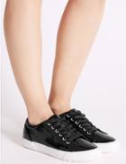 Marks & Spencer Lace-up Trainers Black Patent