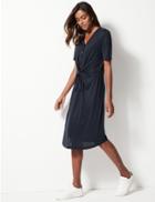 Marks & Spencer Tie Front Short Sleeve T-shirt Midi Dress Navy