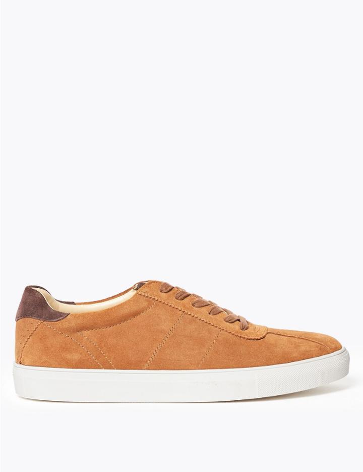 Marks & Spencer Suede Cupped Sole Trainers Sand