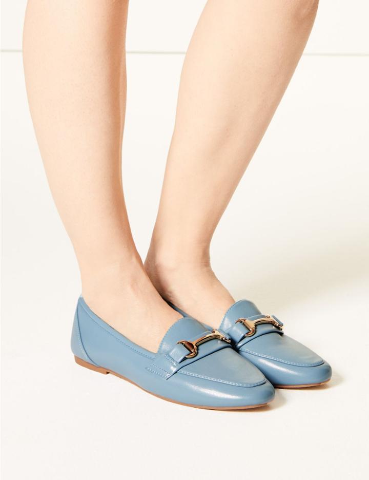 Marks & Spencer Metal Trim Loafers Light Blue