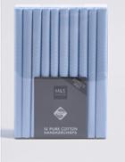 Marks & Spencer 10 Pack Pure Cotton Handkerchiefs With Sanitized Finish Blue