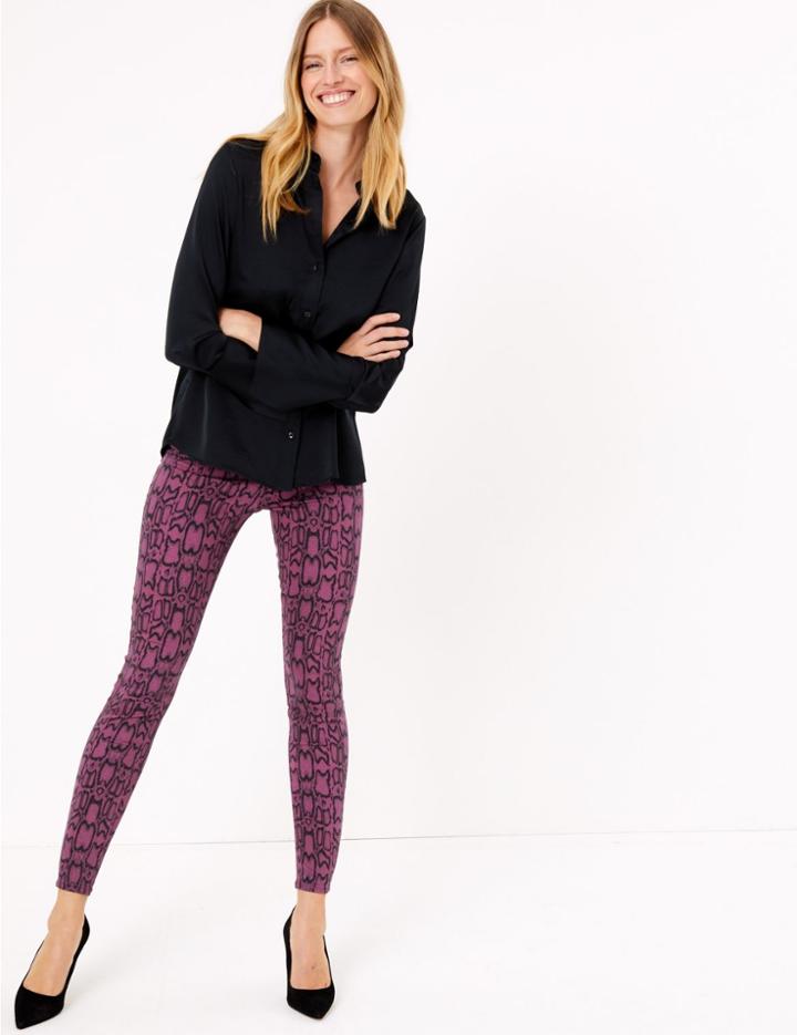Marks & Spencer Snakeskin Print High Waist Jeggings Magenta