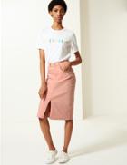 Marks & Spencer Authentic Split Front Denim Skirt Pink