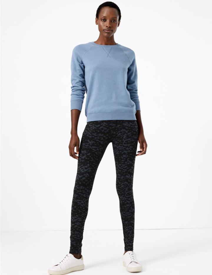 Marks & Spencer Tiger Print Sculpt & Lift&trade; Leggings Navy Mix