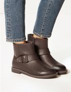 Marks & Spencer Extra Wide Fit Biker Ankle Boots Chocolate