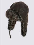 Marks & Spencer Pure Cotton Thinsulate&trade; Trapper Hat With Stormwear&trade; Olive