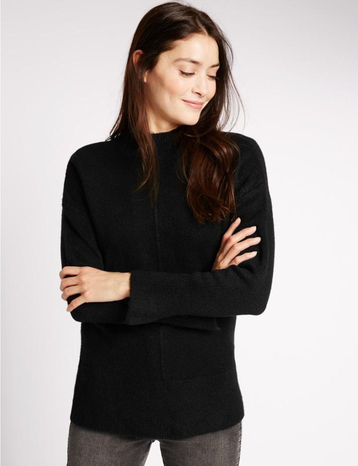 Marks & Spencer Centre Seam Funnel Neck Jumper Black