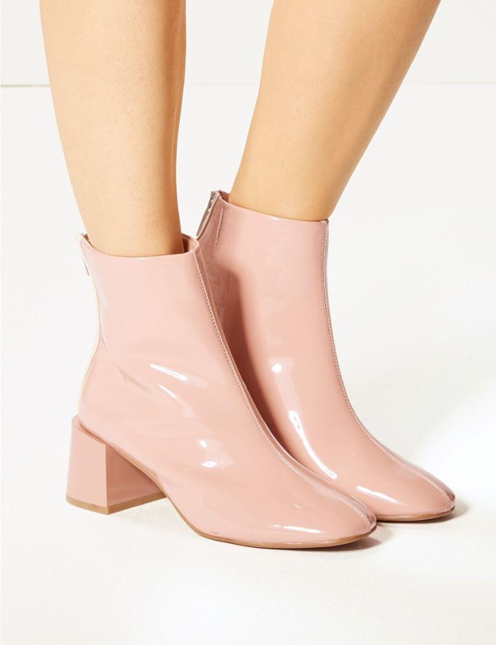 Marks & Spencer Wide Fit Patent Ankle Boots Nude