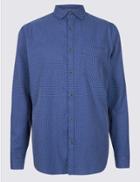 Marks & Spencer Pure Cotton Textured Shirt With Pocket Indigo