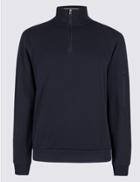 Marks & Spencer Pure Cotton Half Zipped Top Navy