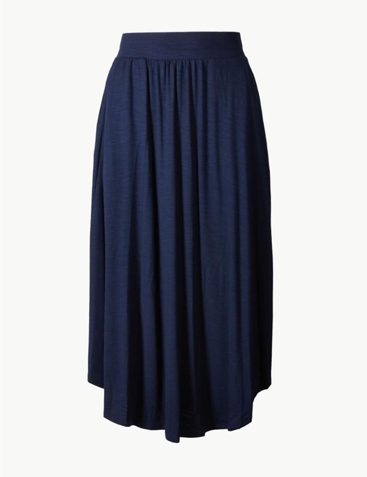 Marks & Spencer Jersey A-line Midi Skirt Navy Mix