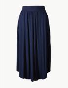 Marks & Spencer Jersey A-line Midi Skirt Navy Mix
