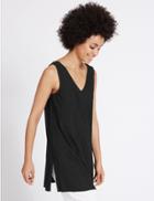 Marks & Spencer Pleated V-neck Sleeveless Tunic Black