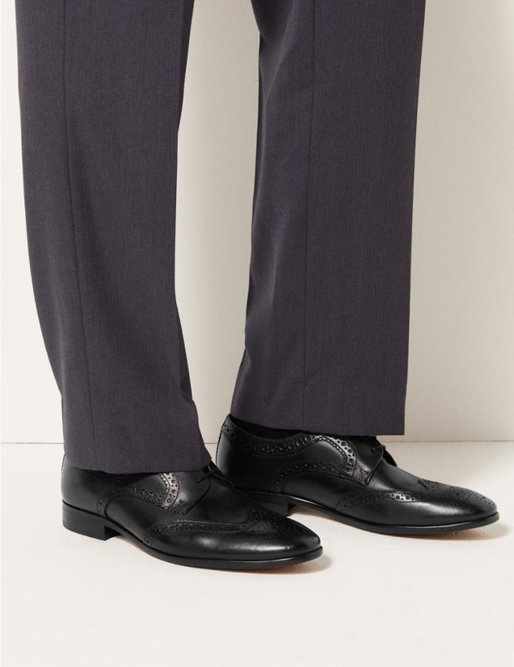 Marks & Spencer Wide Fit Leather Brogues Black