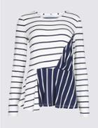 Marks & Spencer Striped Twisted Long Sleeve T-shirt Navy Mix