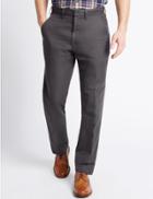 Marks & Spencer Tailored Fit Premium Linen Blend Trousers Grey