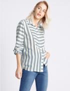 Marks & Spencer Modal Blend Striped Long Sleeve Shirt Chambray Mix
