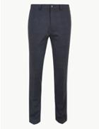 Marks & Spencer Skinny Fit Checked Trousers Navy