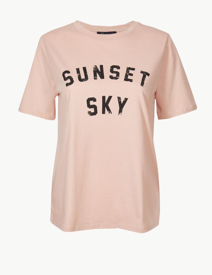 Marks & Spencer Pure Cotton Printed Short Sleeve T-shirt Blush