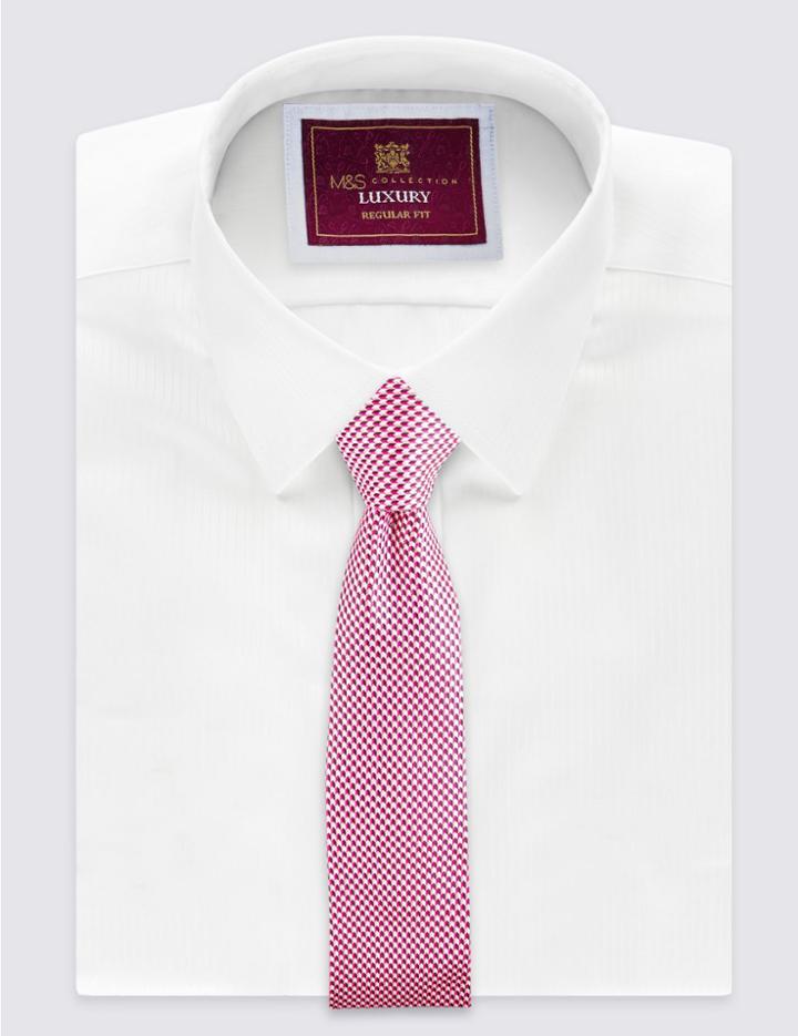 Marks & Spencer Pure Silk Textured Tie Pink Mix