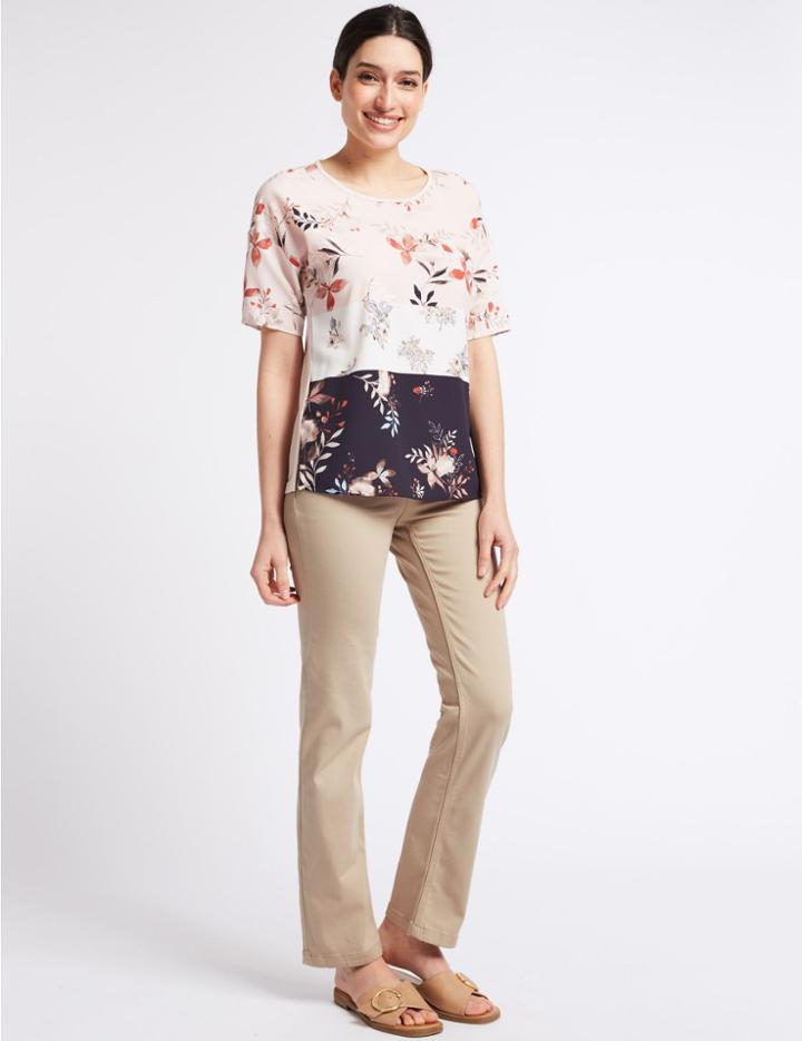 Marks & Spencer Straight Leg Roma Rise Jeans Light Putty