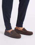 Marks & Spencer Suede Slip-on Slippers With Freshfeet&trade; Rich Brown