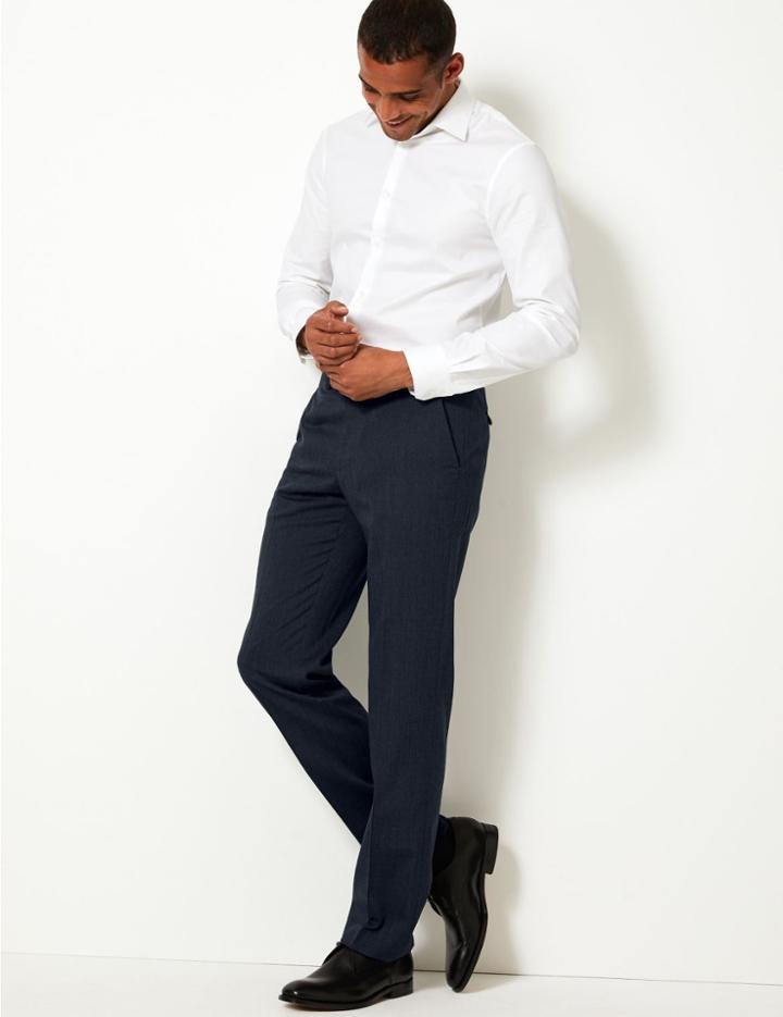 Marks & Spencer Tailored Fit Stretch Trousers Navy
