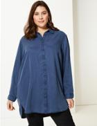 Marks & Spencer Curve Long Sleeve Soft Touch Shirt Chambray