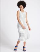 Marks & Spencer Longline Striped Skater Dress Ivory Mix